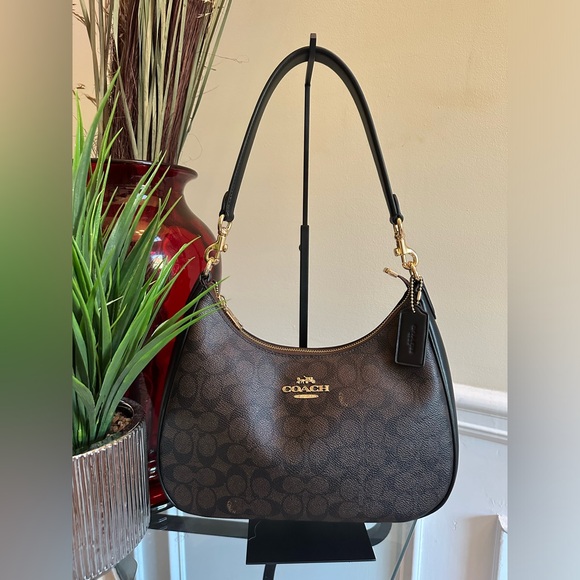 Coach Handbags - 🌹BEAUTIFUL Coach • Teri Signature Leather Canvas Monogram Hobo Bag • EUC